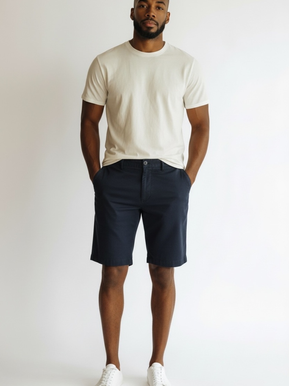 Hugo Boss Slice Navy Flat-Front Stretch Shorts